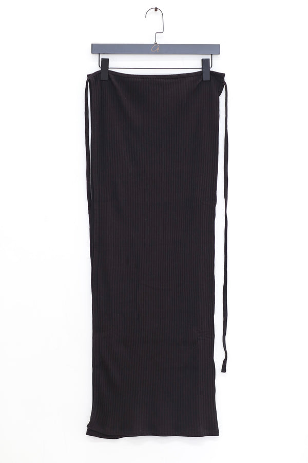 BASERANGE France organic cotton tie skirt BAS-SKBR-RIB-000-HEI black